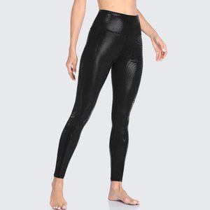 High Waist Metallic Snake Skin Yoga Pants Leggings